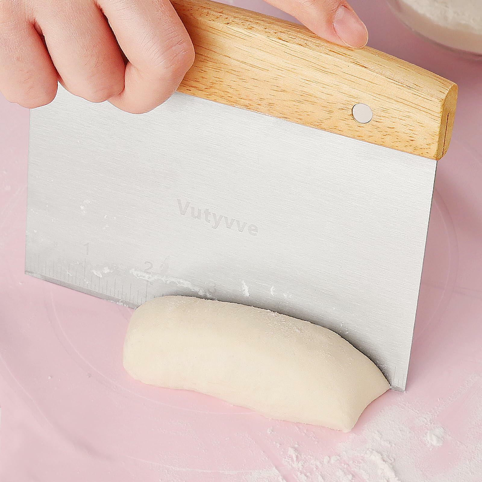pizza Dough Scaper Set - Stainless Steel & Plastic Bench Scraper (3Piece)