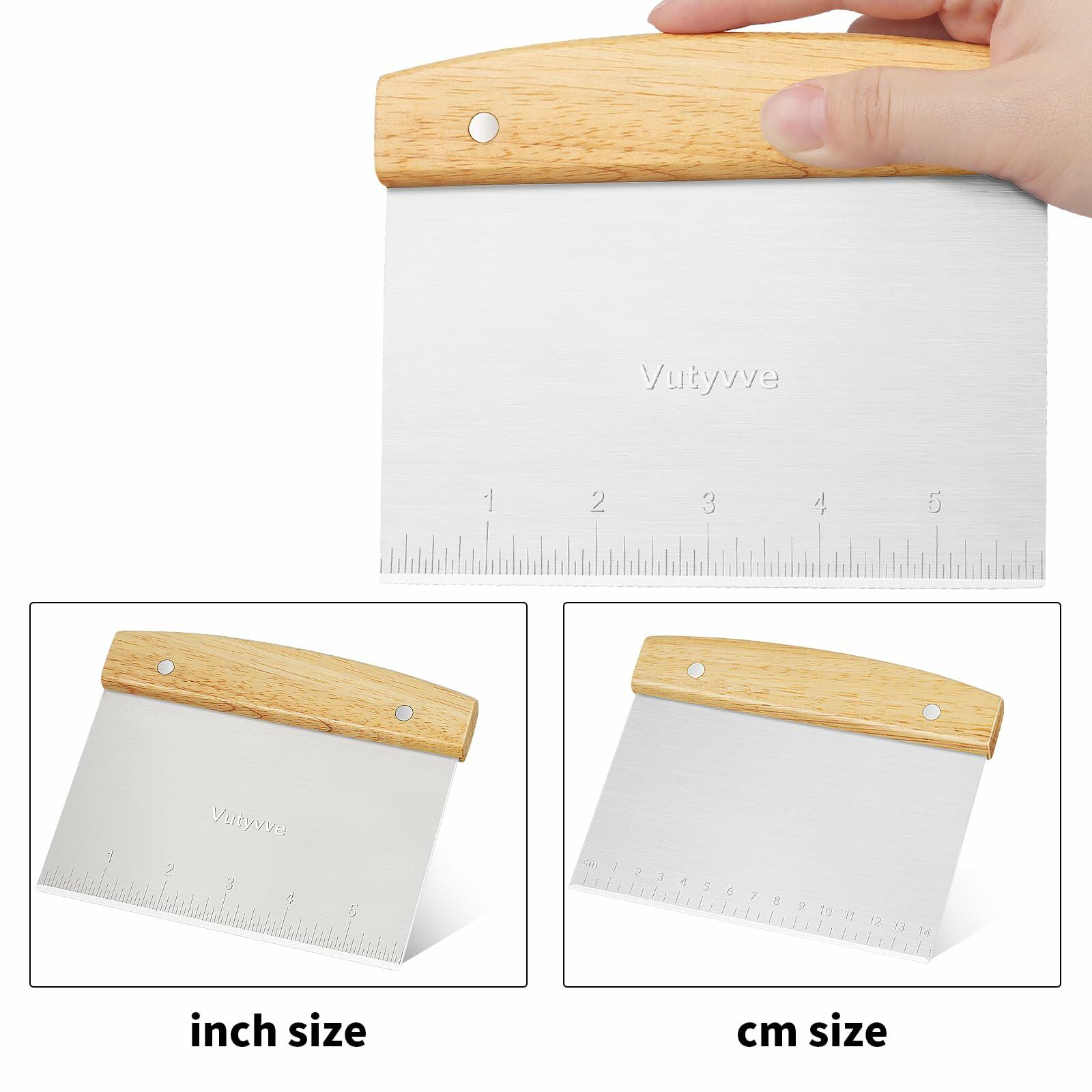 pizza Dough Scaper Set - Stainless Steel & Plastic Bench Scraper (3Piece)