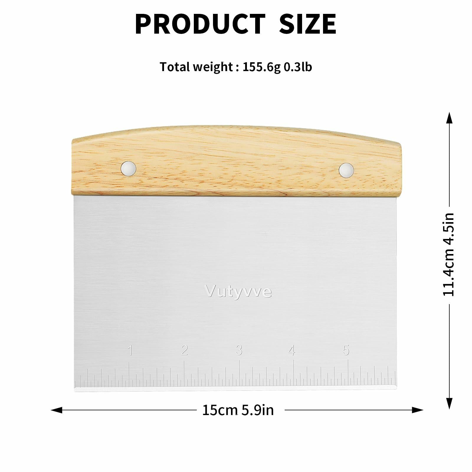 pizza Dough Scaper Set - Stainless Steel & Plastic Bench Scraper (3Piece)